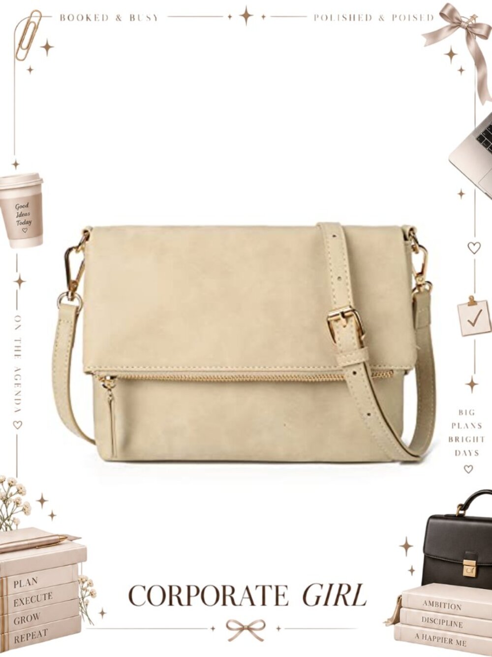 Small Crossbody Bag Vegan PU Leather Detachable Strap Women Purse